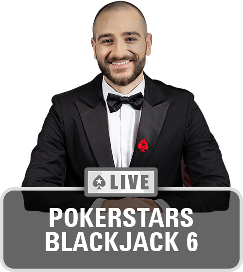 Interfaz de la mesa de blackjack en PokerStars mostrando cartas y opciones de apuesta